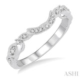 14 Karat White Gold Diamond Contour Wedding Band with Milgrain